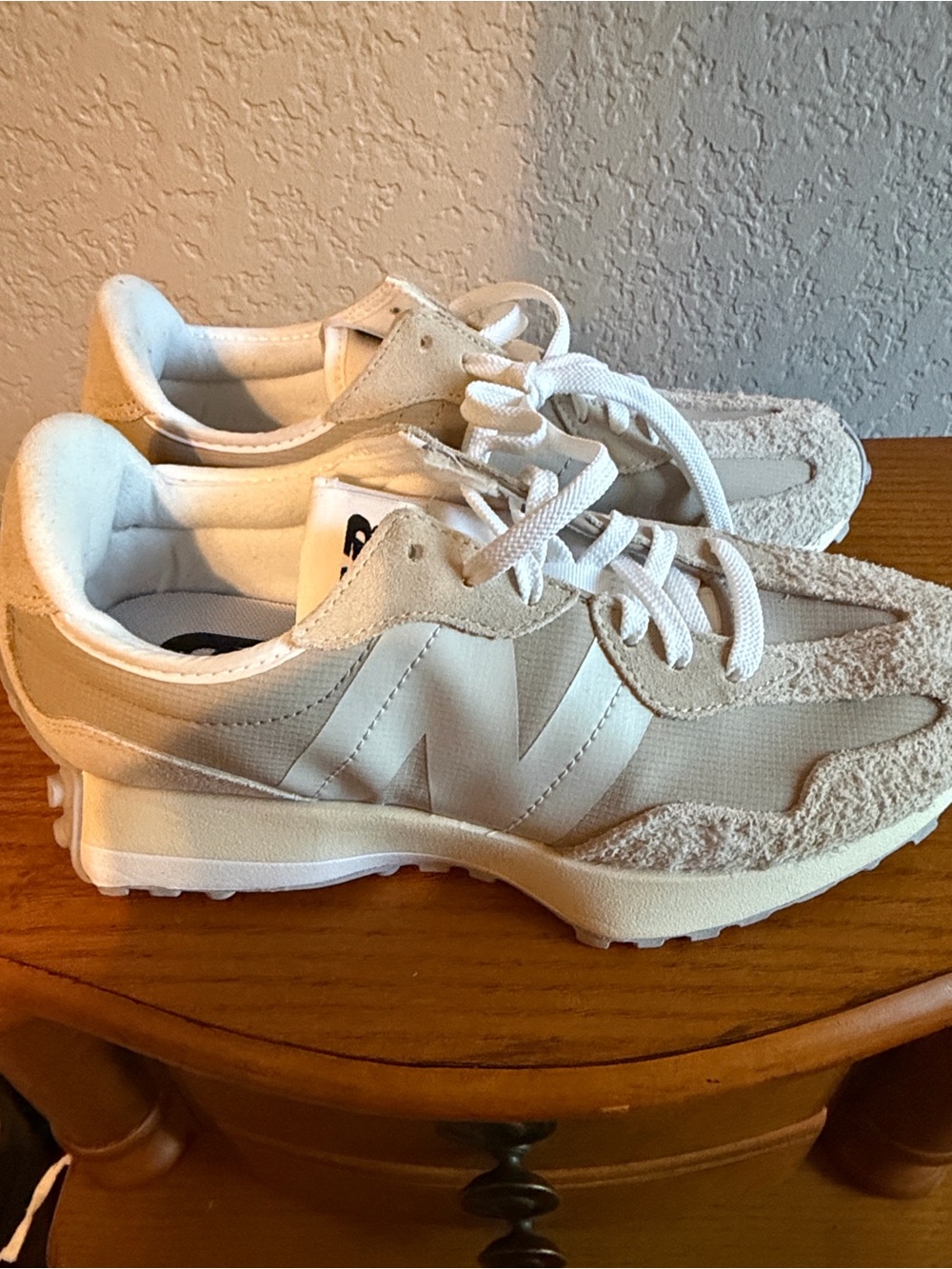 New Balance Cream and White Classic Runner Sneakers
